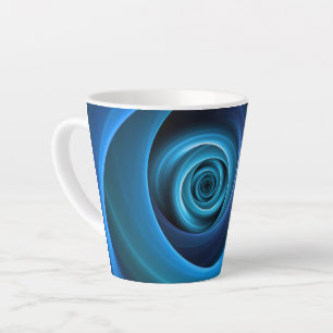 3D Spiraal Blauwe Kleuren Moderne Abstracte Fracta Latte Mok