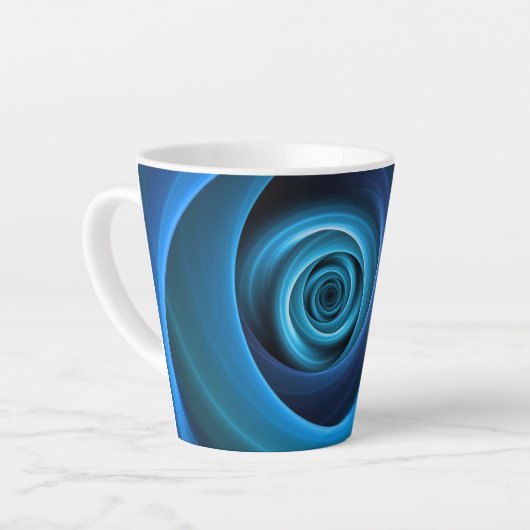 3D Spiraal Blauwe Kleuren Moderne Abstracte Fracta Latte Mok (Linkerhoek)