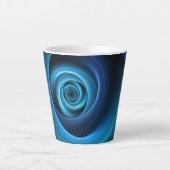 3D Spiraal Blauwe Kleuren Moderne Abstracte Fracta Latte Mok (Voorkant)