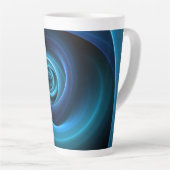 3D Spiraal Blauwe Kleuren Moderne Abstracte Fracta Latte Mok (Rechterhoek)