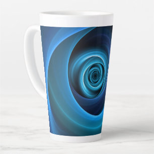 3D Spiraal Blauwe Kleuren Moderne Abstracte Fracta Latte Mok