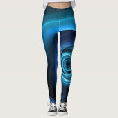 3D Spiraal Blauwe Kleuren Moderne Abstracte Fracta Leggings (Voorkant)