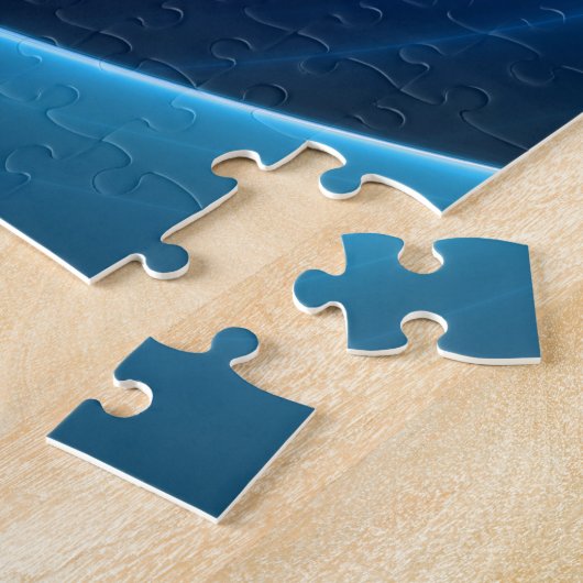 3D Spiraal Blauwe Kleuren Moderne Abstracte Fracta Legpuzzel (Zijkant)