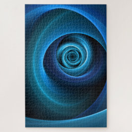 3D Spiraal Blauwe Kleuren Moderne Abstracte Fracta Legpuzzel