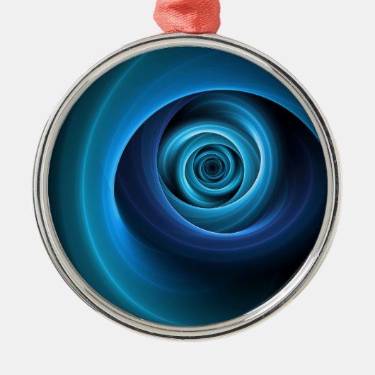 3D Spiraal Blauwe Kleuren Moderne Abstracte Fracta Metalen Ornament (Voorkant)