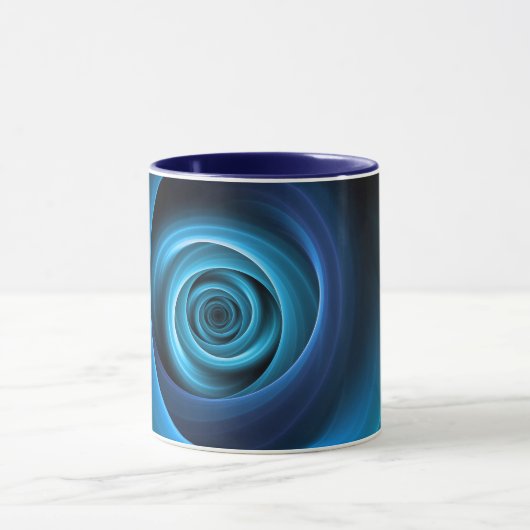 3D Spiraal Blauwe Kleuren Moderne Abstracte Fracta Mok (Midden)