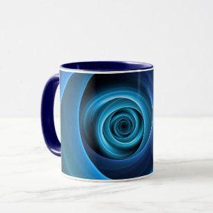 3D Spiraal Blauwe Kleuren Moderne Abstracte Fracta Mok