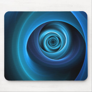 3D Spiraal Blauwe Kleuren Moderne Abstracte Fracta Muismat