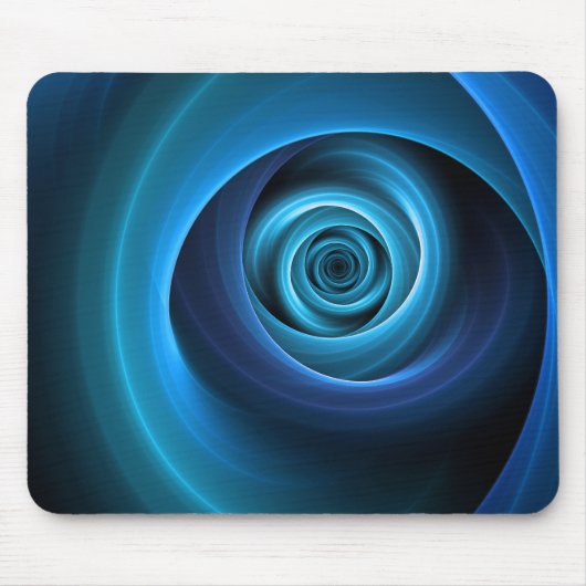3D Spiraal Blauwe Kleuren Moderne Abstracte Fracta Muismat (Voorkant)