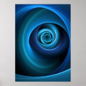 3D Spiraal Blauwe Kleuren Moderne Abstracte Fracta Poster (Voorkant)