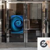 3D Spiraal Blauwe Kleuren Moderne Abstracte Fracta Raamsticker (Kantoordeur)