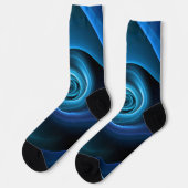 3D Spiraal Blauwe Kleuren Moderne Abstracte Fracta Sokken (Links)
