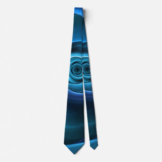 3D Spiraal Blauwe Kleuren Moderne Abstracte Fracta Stropdas (Voorkant)