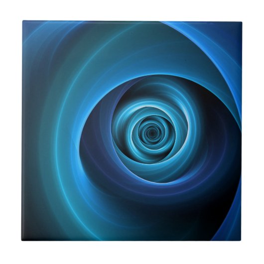 3D Spiraal Blauwe Kleuren Moderne Abstracte Fracta Tegeltje (Voorkant)