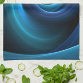 3D Spiraal Blauwe Kleuren Moderne Abstracte Fracta Theedoek (Gevouwen)