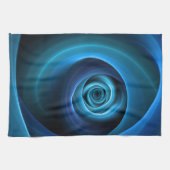 3D Spiraal Blauwe Kleuren Moderne Abstracte Fracta Theedoek (Horizontaal)