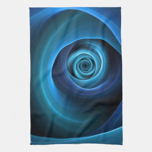 3D Spiraal Blauwe Kleuren Moderne Abstracte Fracta Theedoek (Verticaal)