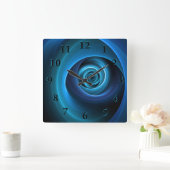 3D Spiraal Blauwe Kleuren Moderne Abstracte Fracta Vierkante Klok (Huis)