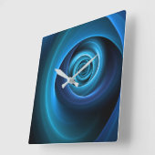 3D Spiraal Blauwe Kleuren Moderne Abstracte Fracta Vierkante Klok (Hoek)
