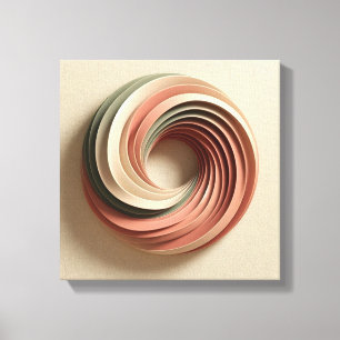 3D Spiraal Surreal Abstracte Kunst in Aardtinten Canvas Afdruk