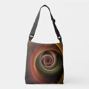 3D Spiral Abstract Warm Colors Modern Fractal Art Crossbody Tas