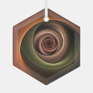 3D Spiral Abstract Warm Colors Modern Fractal Art Glas Ornament