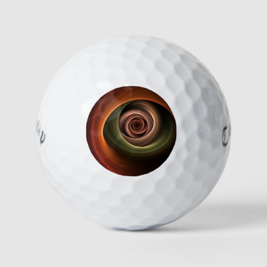 3D Spiral Abstract Warm Colors Modern Fractal Art Golfballen (Voorkant)