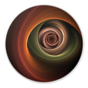 3D Spiral Abstract Warm Colors Modern Fractal Art Keramische Knop