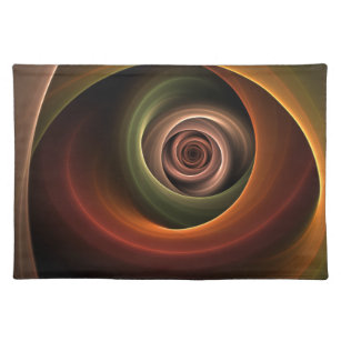 3D Spiral Abstract Warm Colors Modern Fractal Art Placemat