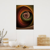 3D Spiral Abstract Warm Colors Modern Fractal Art Poster (Keuken)
