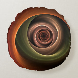 3D Spiral Abstract Warm Colors Modern Fractal Art Rond Kussen
