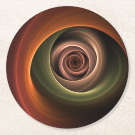 3D Spiral Abstract Warm Colors Modern Fractal Art Ronde Kartonnen Onderzetter