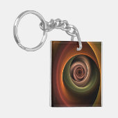 3D Spiral Abstract Warm Colors Modern Fractal Art Sleutelhanger (Voorkant Links)