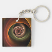 3D Spiral Abstract Warm Colors Modern Fractal Art Sleutelhanger (Achterkant)