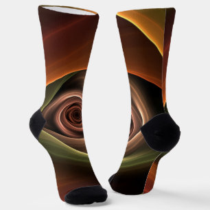 3D Spiral Abstract Warm Colors Modern Fractal Art Sokken