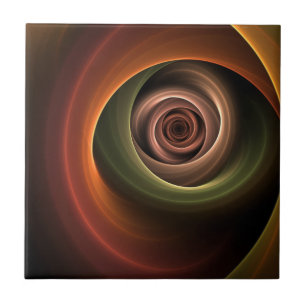 3D Spiral Abstract Warm Colors Modern Fractal Art Tegeltje