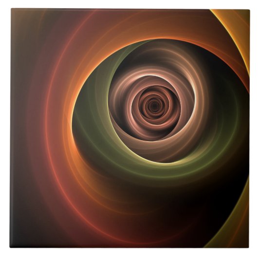 3D Spiral Abstract Warm Colors Modern Fractal Art Tegeltje (Voorkant)