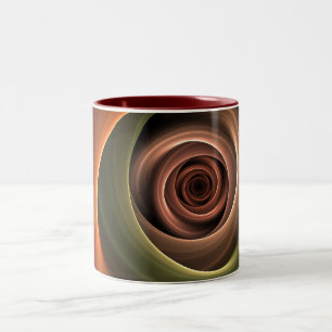 3D Spiral Abstract Warm Colors Modern Fractal Art Tweekleurige Koffiemok