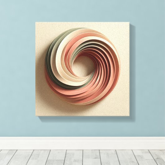 3D Spiral Surreal Abstract Art in Earth Tones Canvas Afdruk (Insitu (Houten vloer))