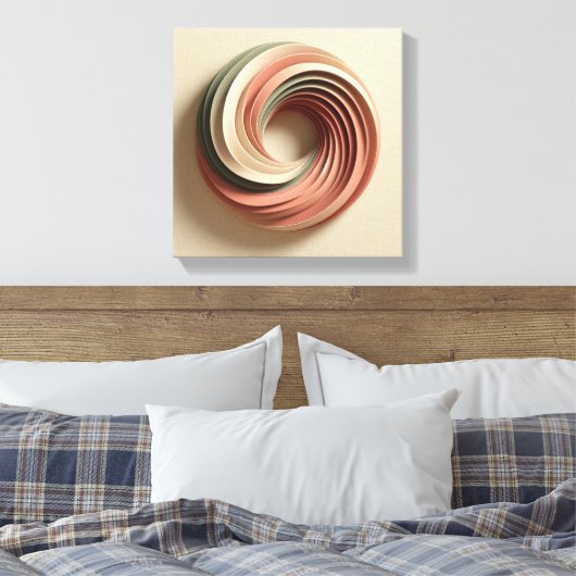 3D Spiral Surreal Abstract Art in Earth Tones Canvas Afdruk (Insitu (Slaapkamer))
