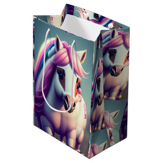 3D Spirit Pony 2 Medium Cadeauzakje (Voorkant Gekanteld)