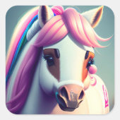 3D Spirit Pony 2 Vierkante Sticker (Voorkant)