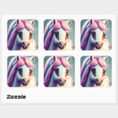 3D Spirit Pony 2 Vierkante Sticker (Vel)