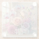 3D Spring Flowers Wenskaart met Rozen Glazen Onderzetter (Achterkant)