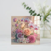 3D Spring Flowers Wenskaart met Rozen Kaart (Staand voorkant)