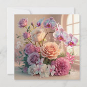3D Spring Flowers Wenskaart met Rozen Kaart (Voorkant)