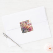 3D Spring Flowers Wenskaart met Rozen Vierkante Sticker (Envelop)