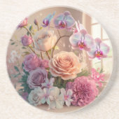 3D Spring Flowers Wenskaart met Rozen Zandsteen Onderzetter (Voorkant)