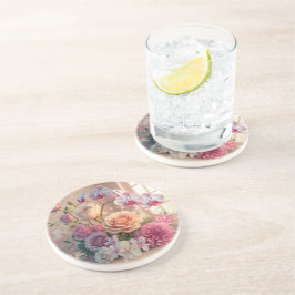 3D Spring Flowers Wenskaart met Rozen Zandsteen Onderzetter