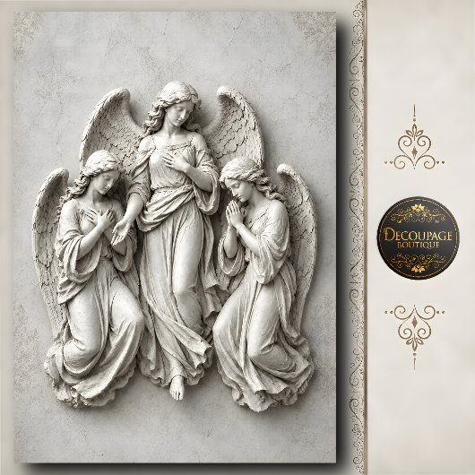 3D Stenen Biddende Engel Wandsculptuur Tissuepapier